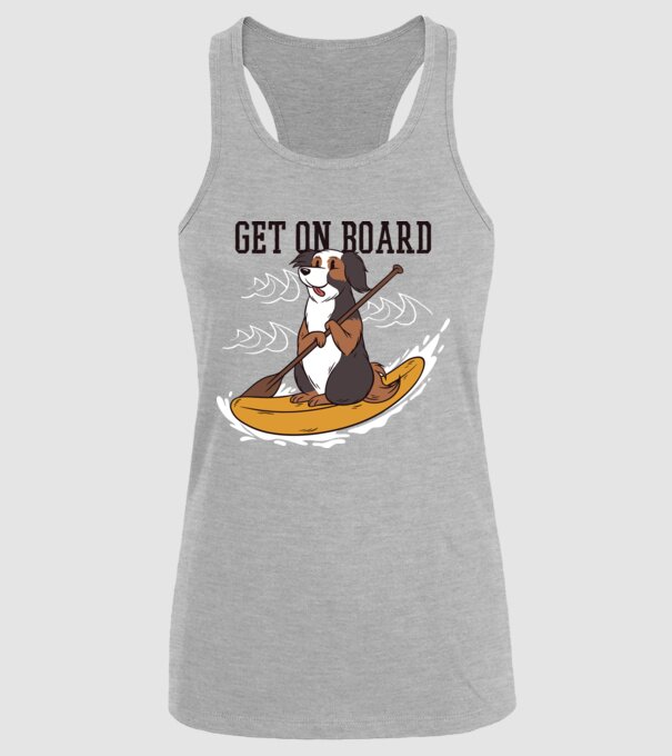Câine vâslind model gri pe tricou