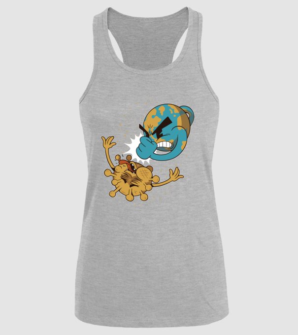 Pământ vs Coronavirus model gri pe tricou
