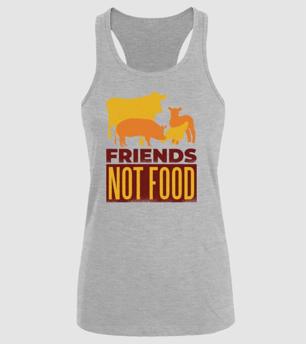 Friends not Food Vegán model gri pe tricou