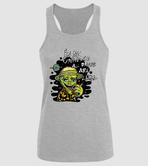Alien drogat model gri pe tricou
