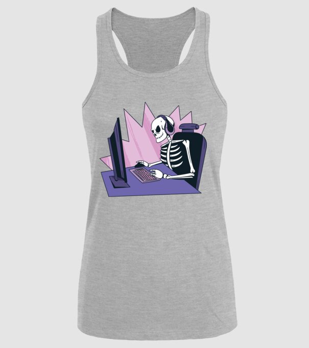 Schelet Gamer model gri pe tricou