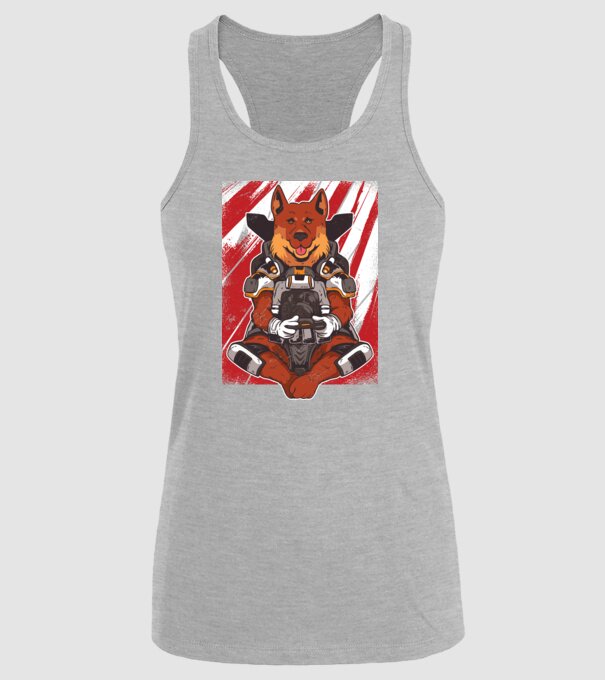 Gamer Ciobănesc german Apex model gri pe tricou