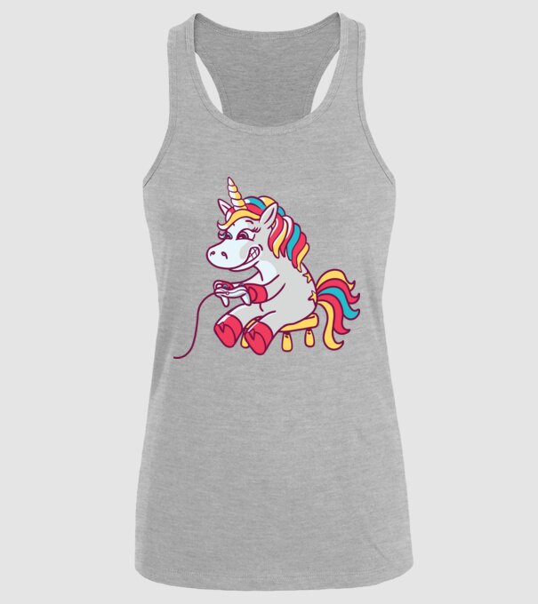 Gamer Unicorn model gri pe tricou