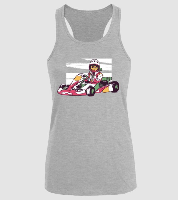 Pisică gokart model gri pe tricou