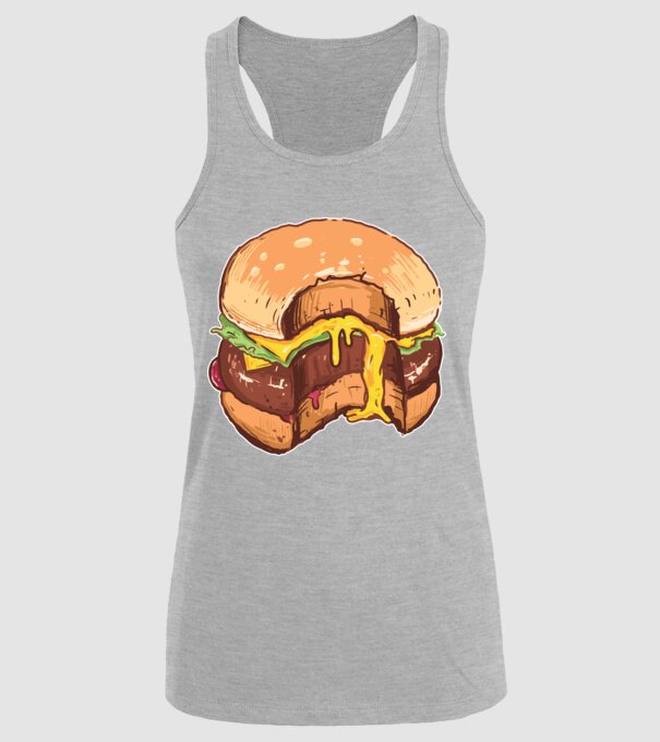 Hamburger model gri pe tricou