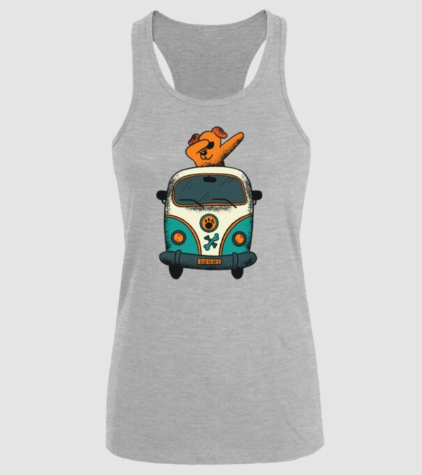 Microbuz Hippi Câine DAB model gri pe tricou