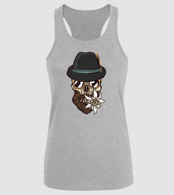 Craniu Hipster model gri pe tricou
