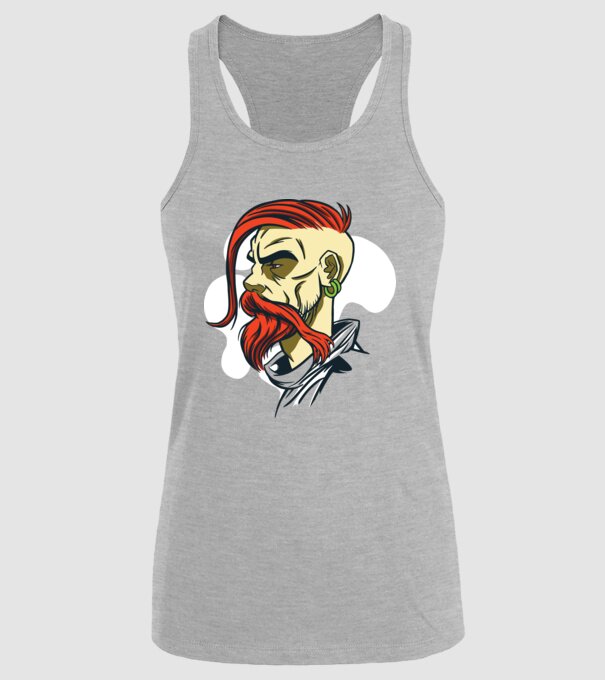 Barbă Hipster model gri pe tricou