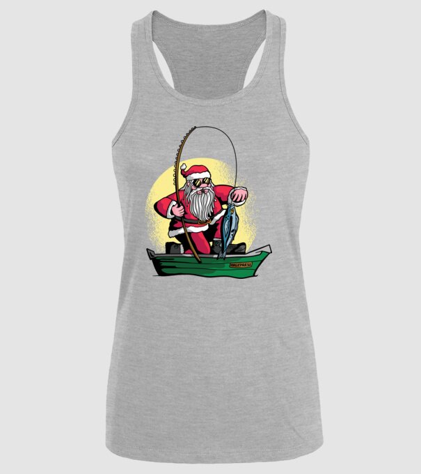 Moș Crăciun pescar model gri pe tricou