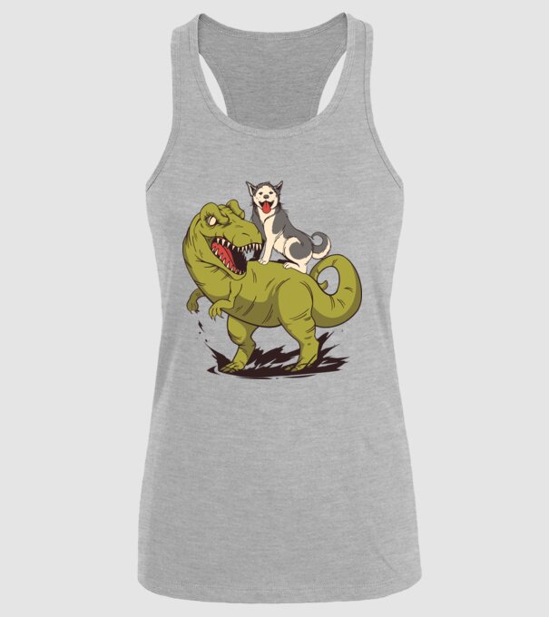 Dinozaur Husky model gri pe tricou