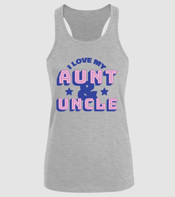 I Love My Aunt & Uncle model gri pe tricou