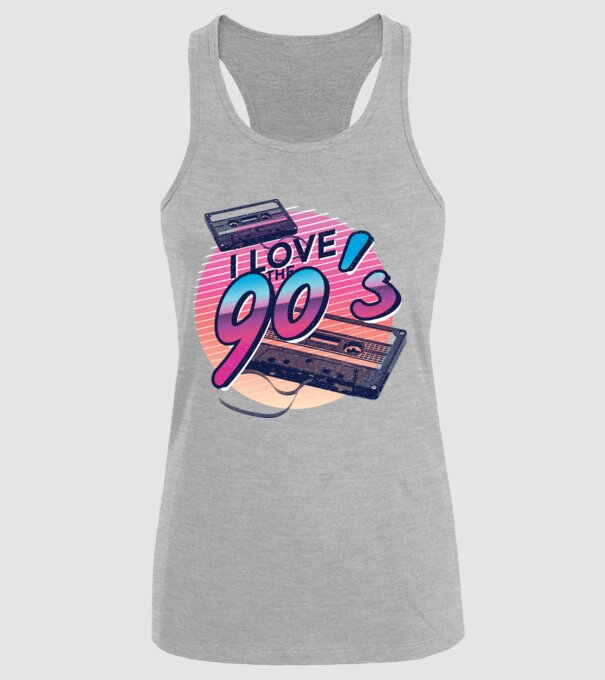 I love the 90s Casetă model gri pe tricou