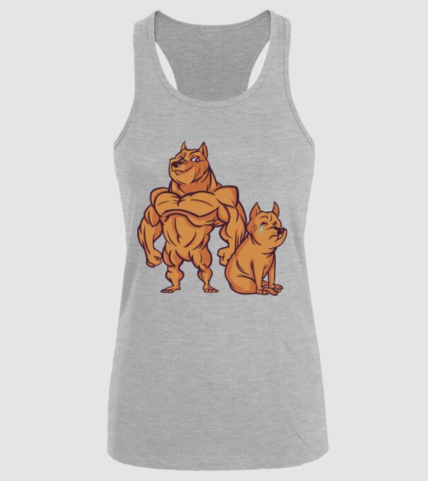 Câine musculos model gri pe tricou