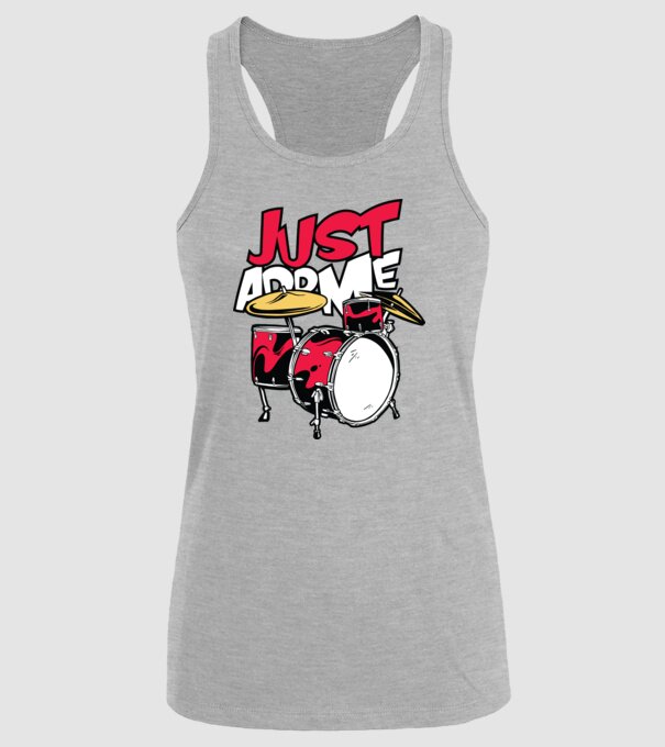 Just add me Drums model gri pe tricou