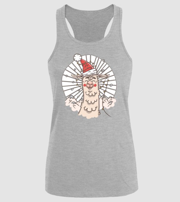 Llama de Crăciun model gri pe tricou