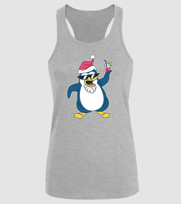 Pinguin de Crăciun model gri pe tricou