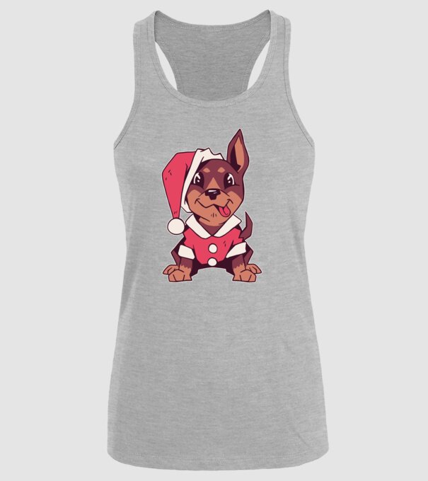 Teckel de Crăciun model gri pe tricou