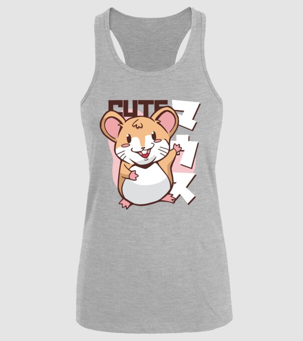 Șoarece Kawaii model gri pe tricou