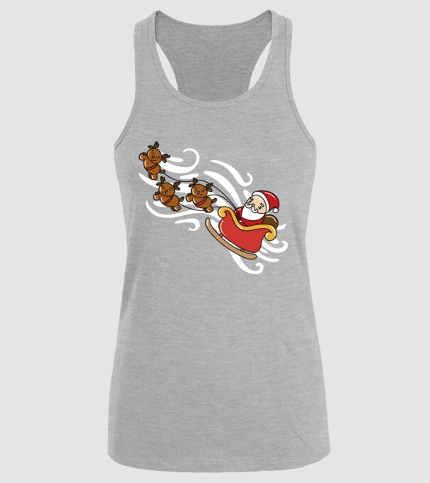 Kawaii sanie Moș Crăciun model gri pe tricou
