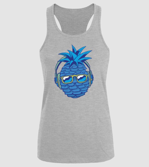 Ananas albastru cu căști model gri pe tricou