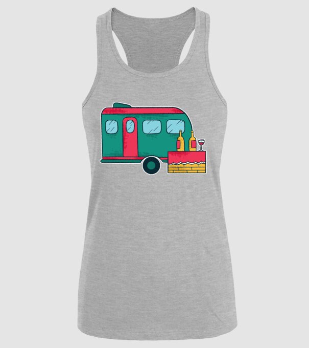 Autorulotă Camping model gri pe tricou