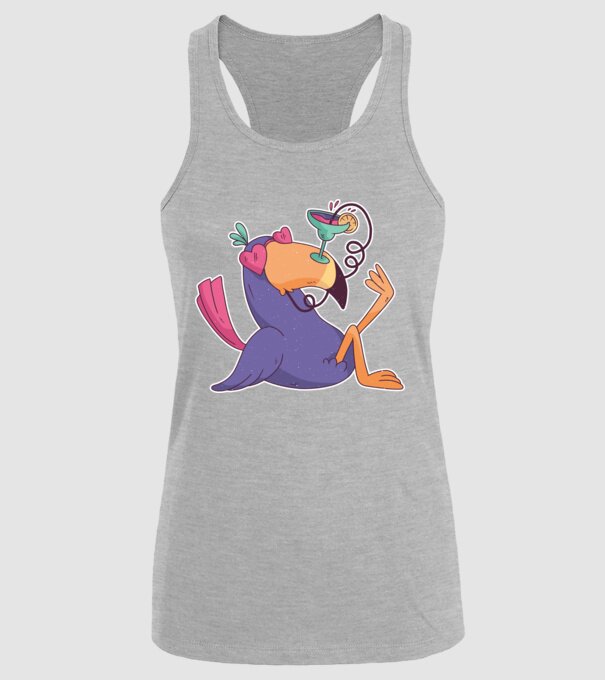 Toucan cu cocktail model gri pe tricou