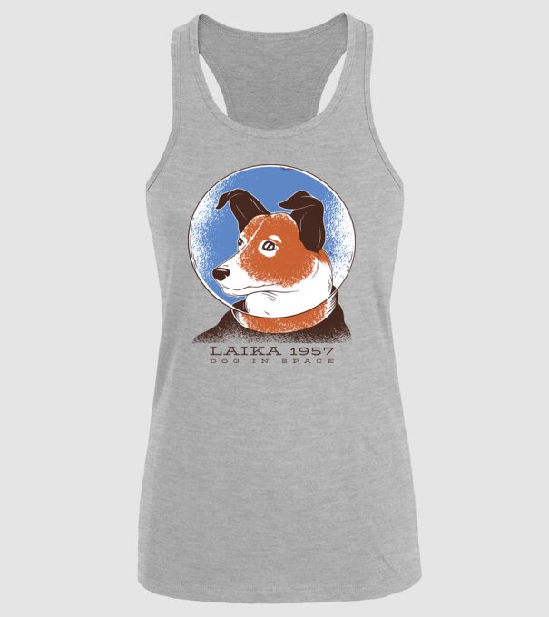 Laika 1957 - Câine în spațiu model gri pe tricou