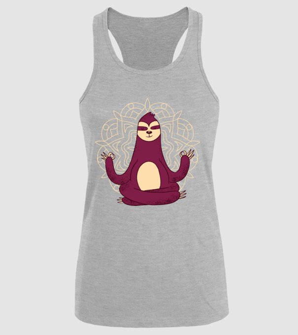 Leneș Meditație Yoga model gri pe tricou