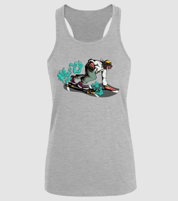 Longboard model gri pe tricou