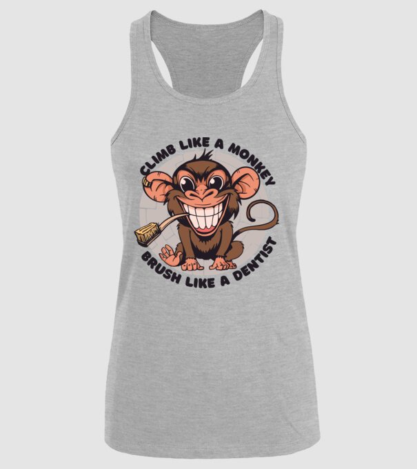 Periuță de dinți maimuță model gri pe tricou
