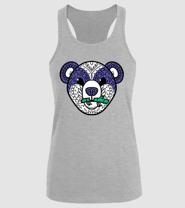 Mandala Panda model gri pe tricou