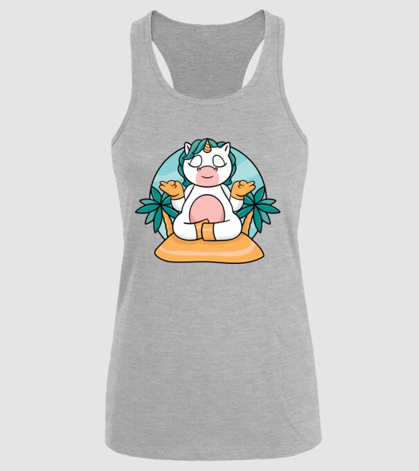 Unicornul meditator model gri pe tricou