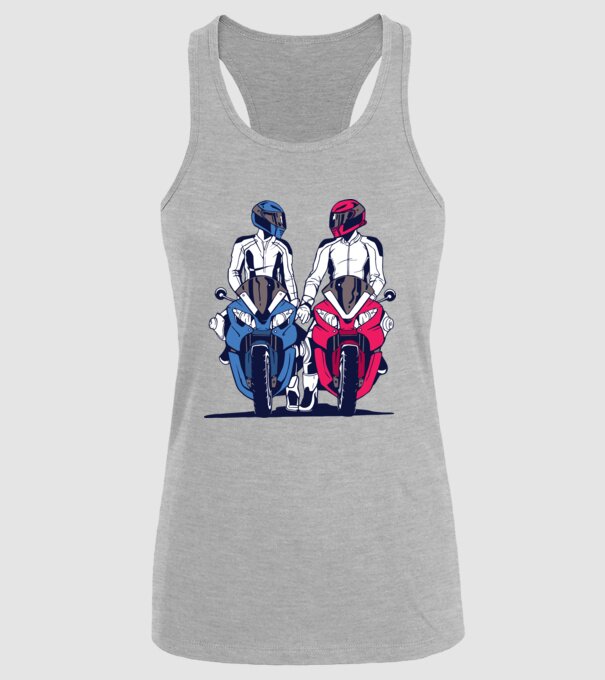 Cuplu de motocicliști model gri pe tricou