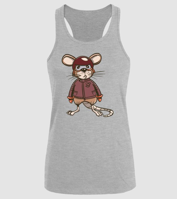 Șobolan motociclist model gri pe tricou