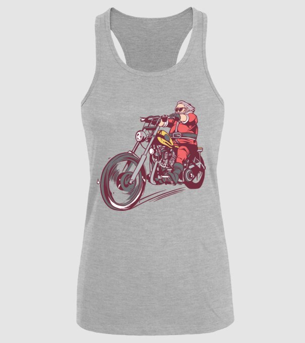 Moș Crăciun motociclist model gri pe tricou