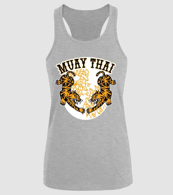 Tigri Muay Thai model gri pe tricou