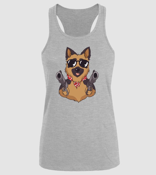Ciobănesc german cu armă model gri pe tricou