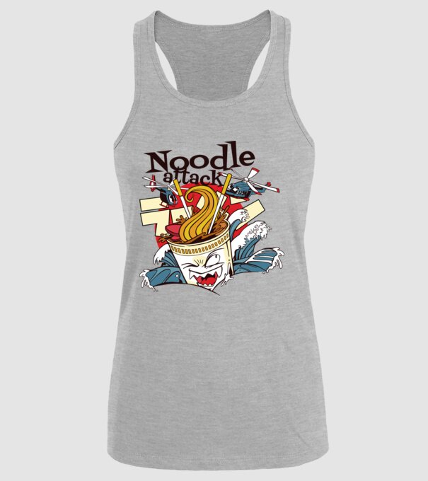 Noodle Attack model gri pe tricou