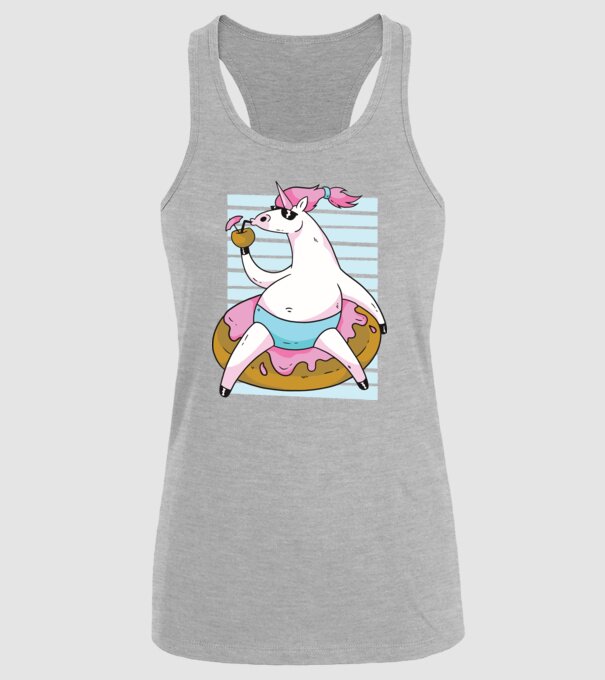 Unicorn în vacanță model gri pe tricou