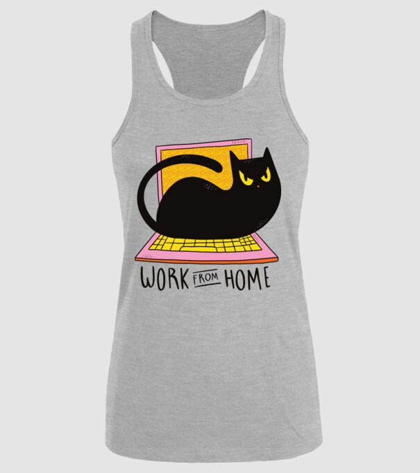 Home offfice cu pisică model gri pe tricou