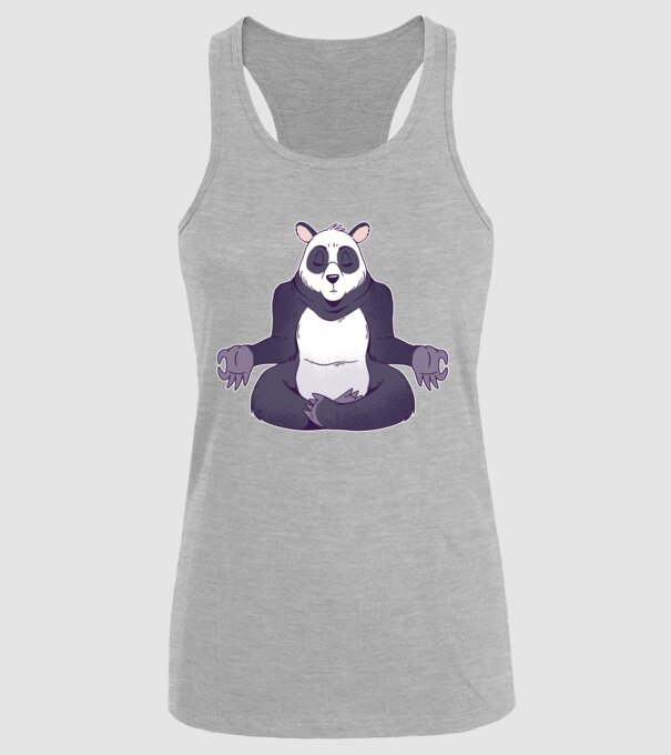 Panda Meditație model gri pe tricou