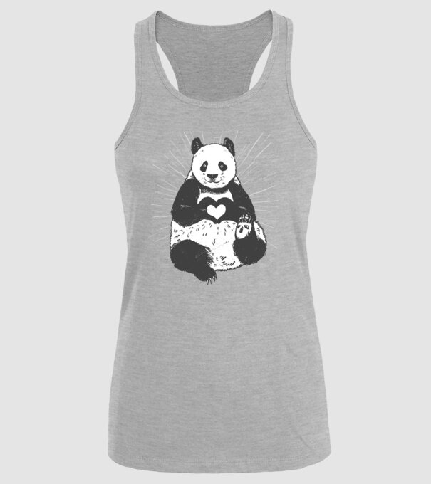 Inimă panda model gri pe tricou