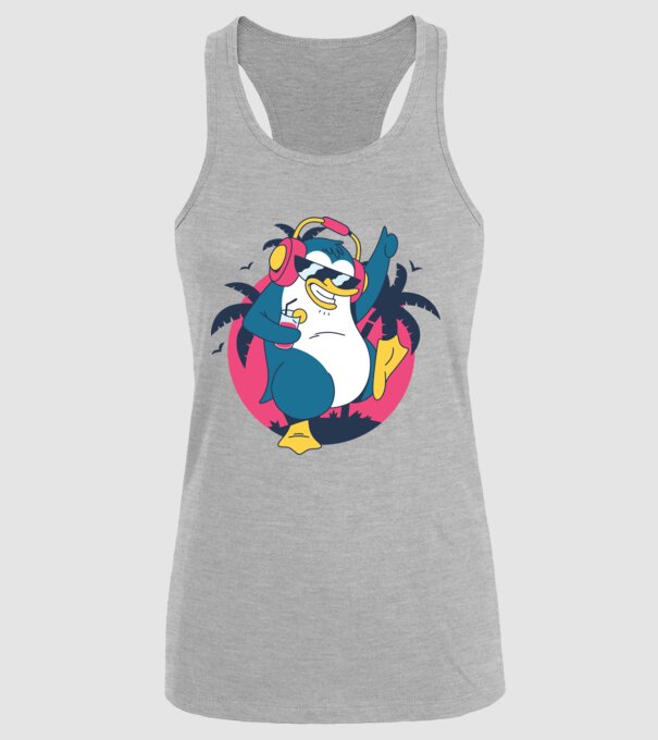 Pinguin de Petrecere model gri pe tricou