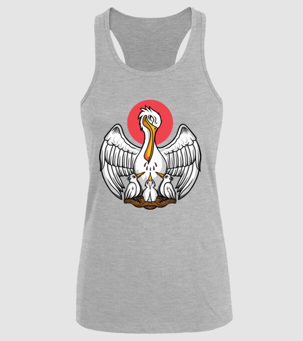 Familie Pelican model gri pe tricou