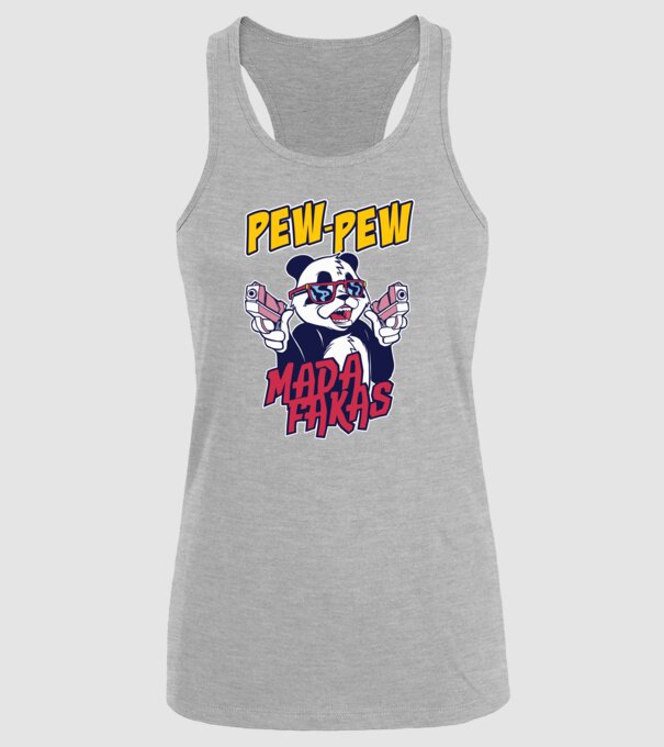 Pew Pew Pew Madafakas Panda model gri pe tricou