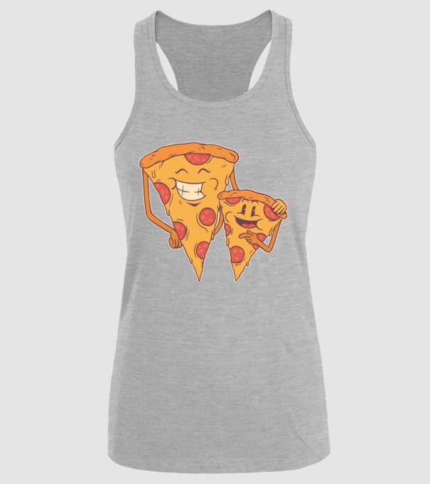 Familie Pizza model gri pe tricou
