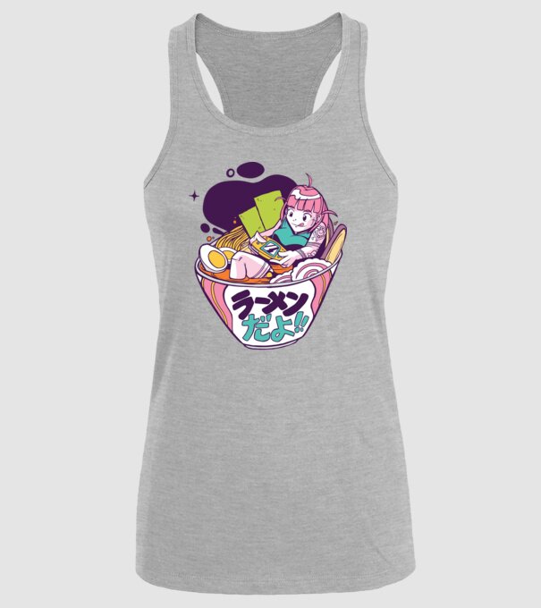 Ramen Anime Gamer fată model gri pe tricou