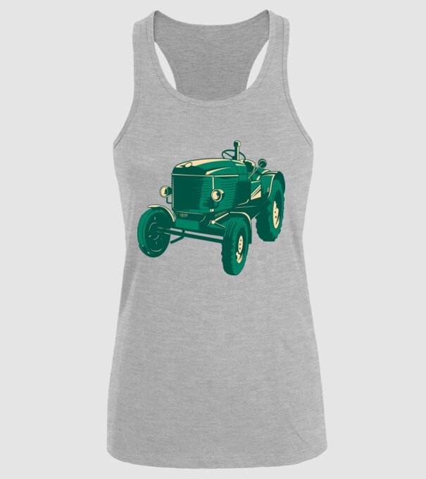 Tractor vechi model gri pe tricou