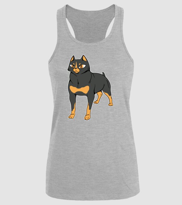 Rottweiler pisică model gri pe tricou