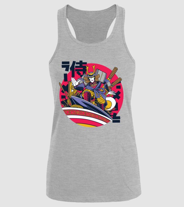 Samurai Ramen Surf model gri pe tricou